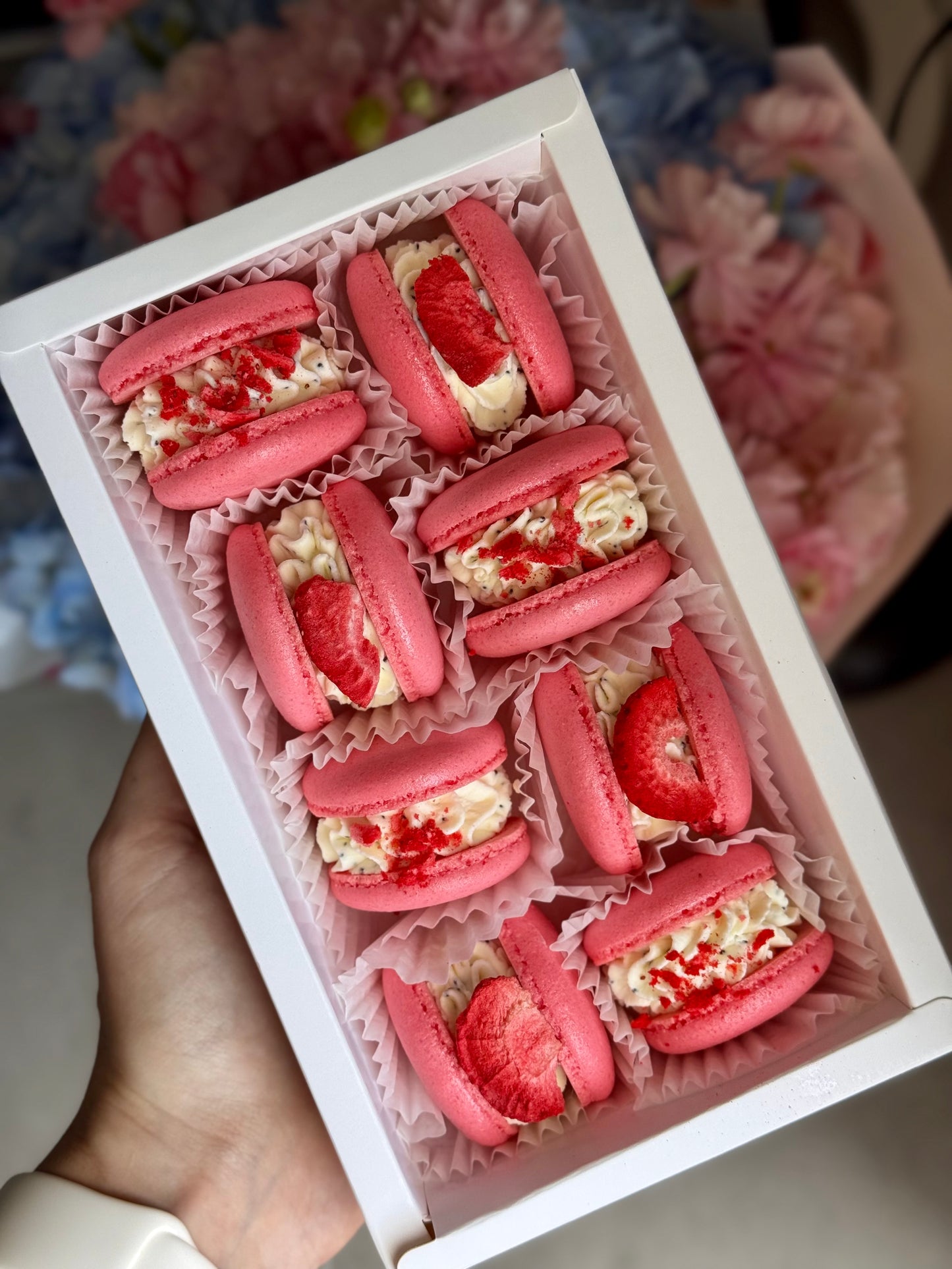 «White Belgium chocolate» (Next day availability) box of macaroons