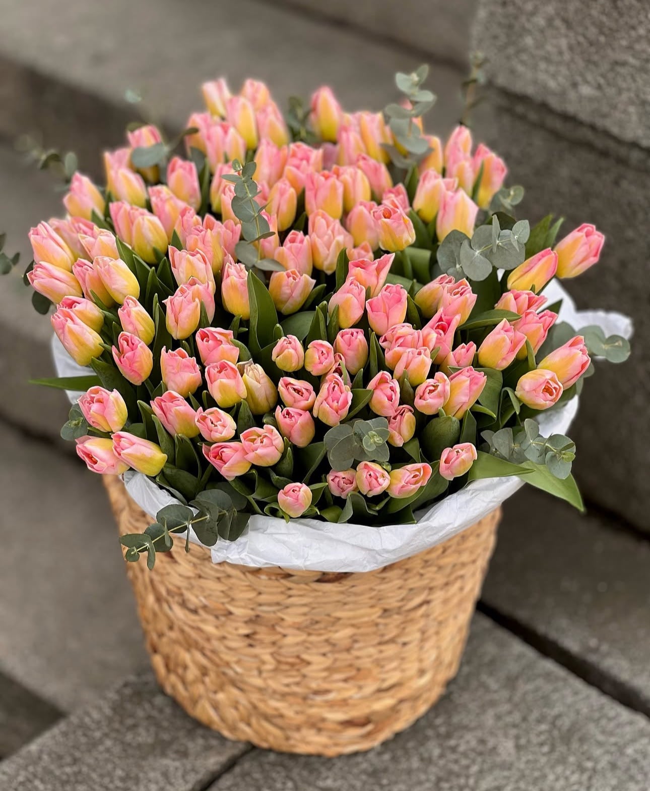 «Basket of 100 tulips»