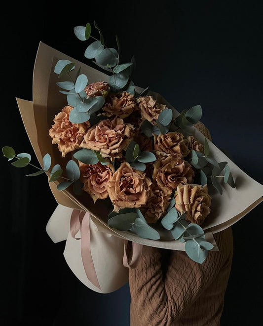 «Chocolate paradise» peony rose, eucalyptus