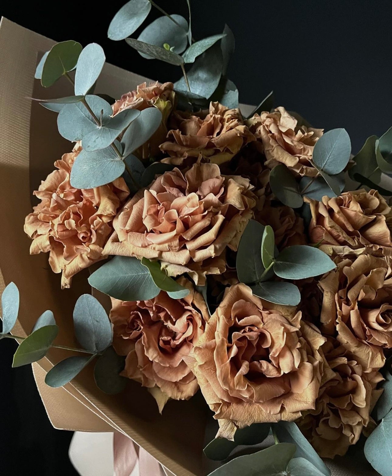 «Chocolate paradise» peony rose, eucalyptus