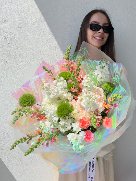 «Bloom boom» hydrangeas, carnation, stock, snapdragon