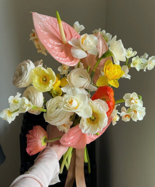 «Spring Bouquet» ranunculus, poppy, anthurium