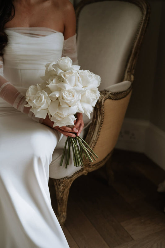 «Snowfall» wedding bouquet, French white roses