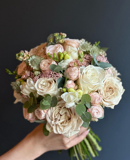 «Memories» wedding bouquet peony roses, frezia