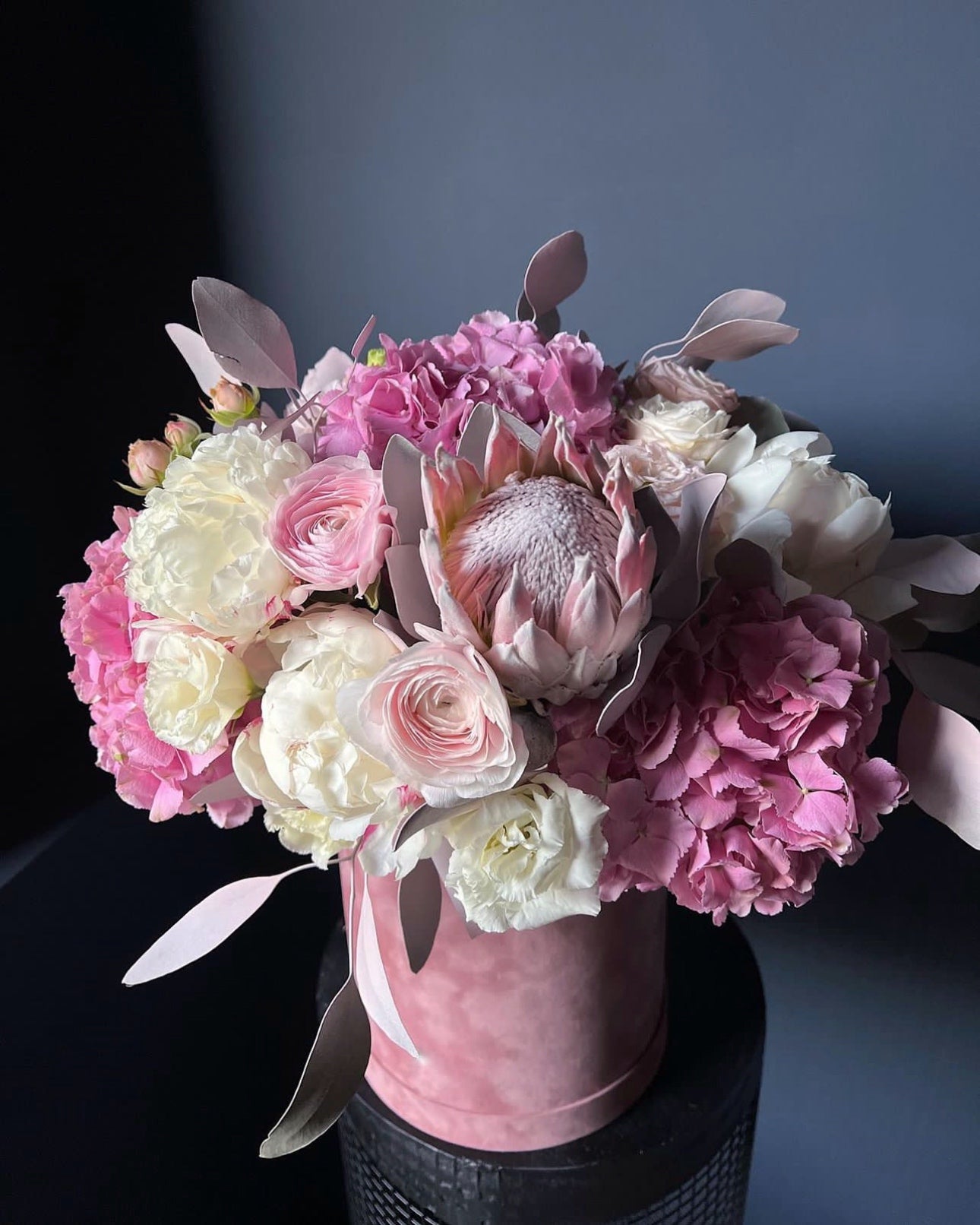 «Royal pleasure» hydrangea, ranunculus, peony, protea, eucalyptus